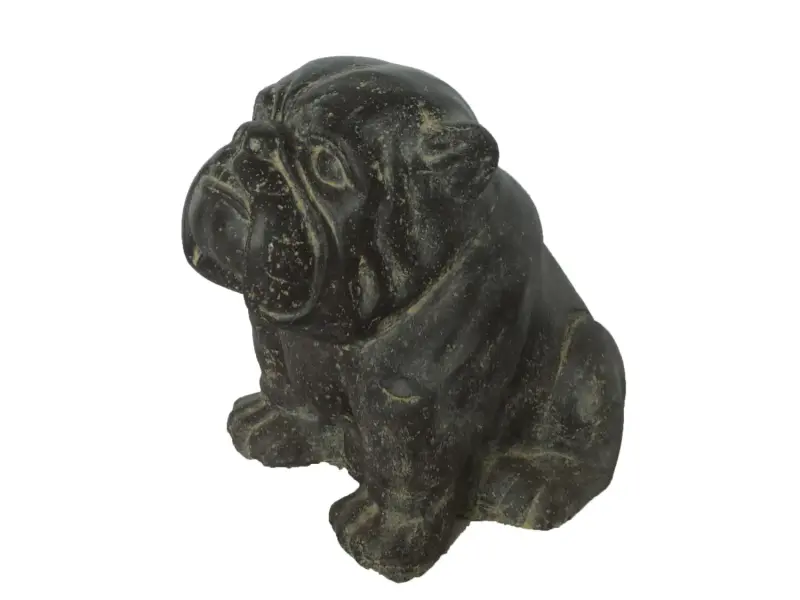 Product image 1 of the product “Seated Bulldog, cast stone, antique finish. In the sizes from 30 to 40cm. ”